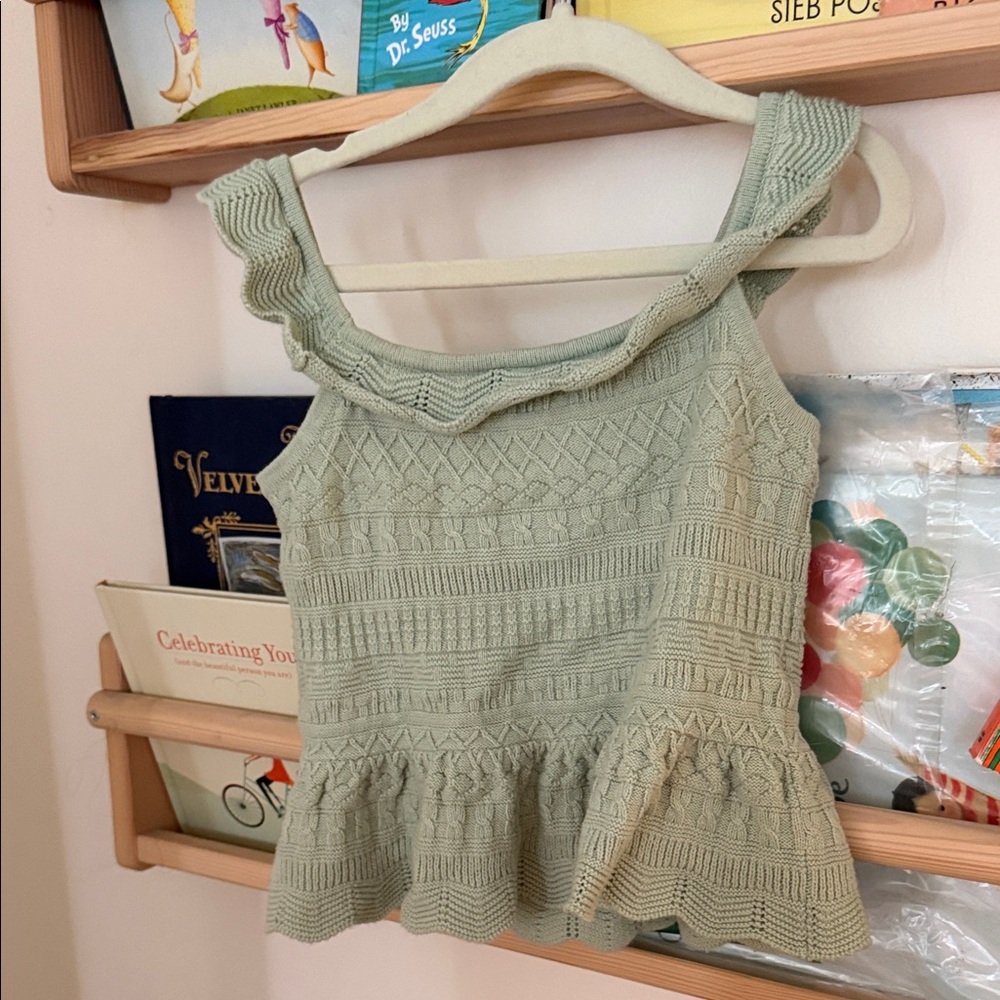 Janie and Jack Sage Green Knitted Blouse - Picture 4 of 4